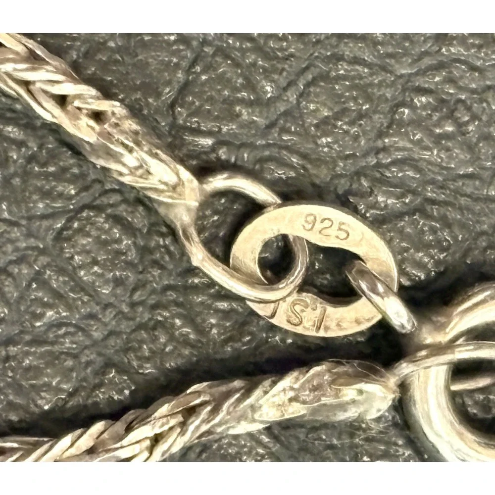 VTG Large Artisan Sterling Silver Moss Picture Agate Modernist Pendant 925 Chain